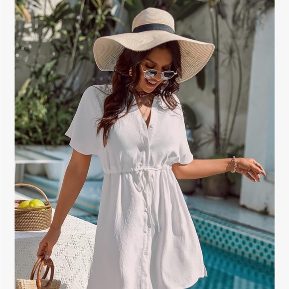 Chic White Button-Down coverup - Picture 1 of 4